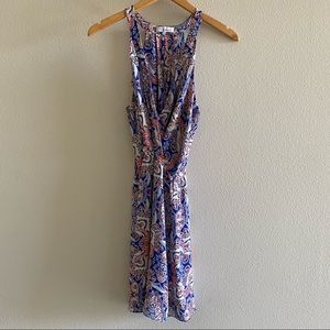 Parker Paisley Orange and Blue Halter Dress Small